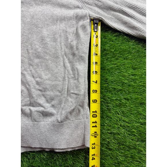 Michael Kors Mens Full Zip Mock Neck Cotton Sweater Gray Heather Sz L Ribbed Hem - Picture 7 of 10